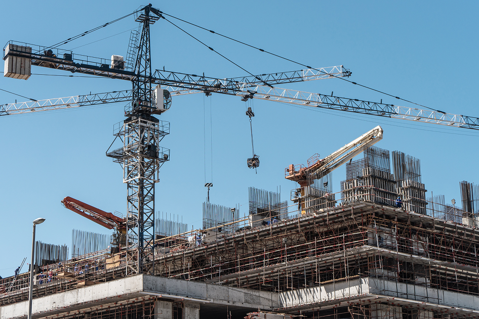 construction site with tower crane