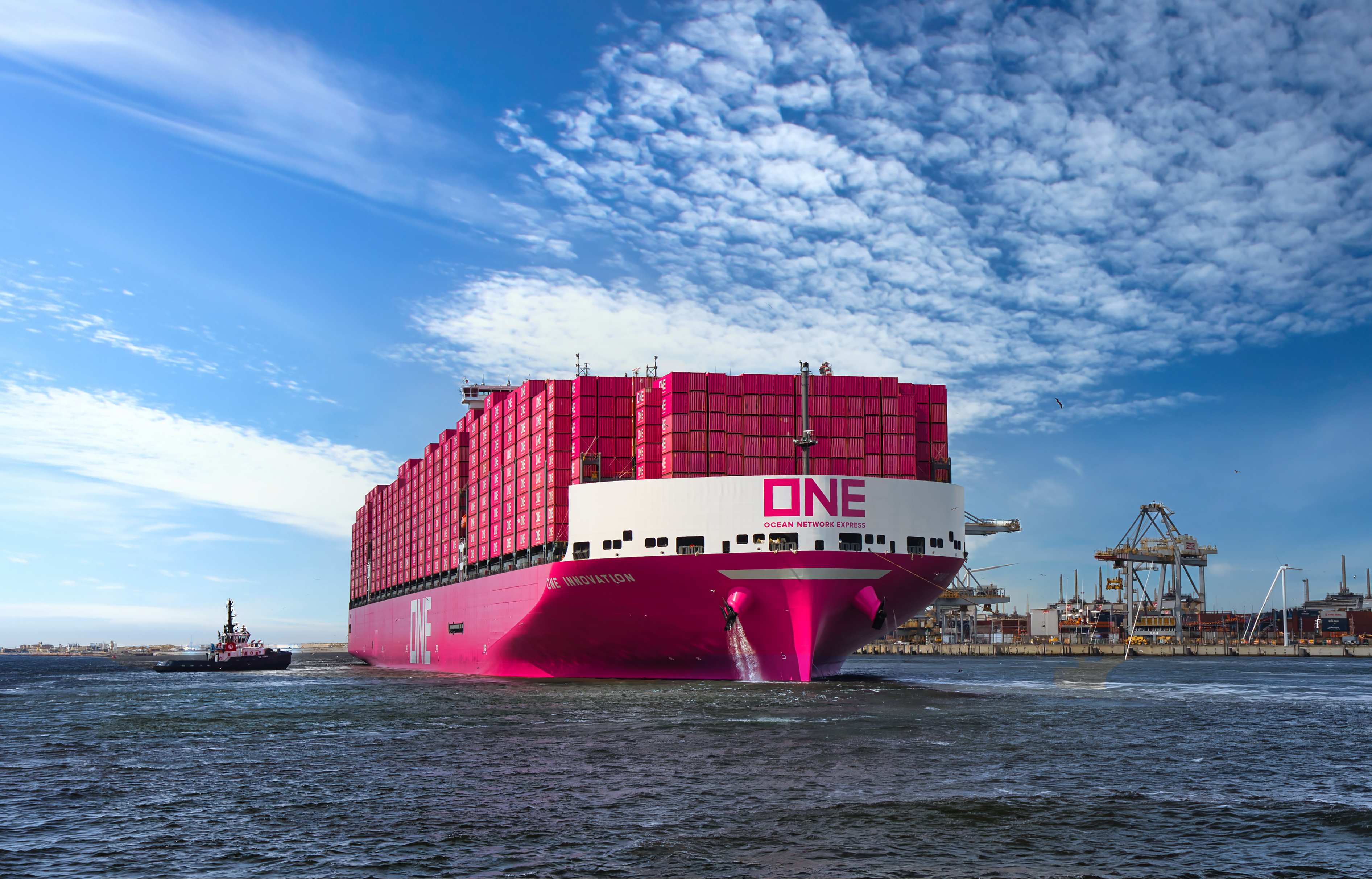 ONE vessel fully loaded with containers